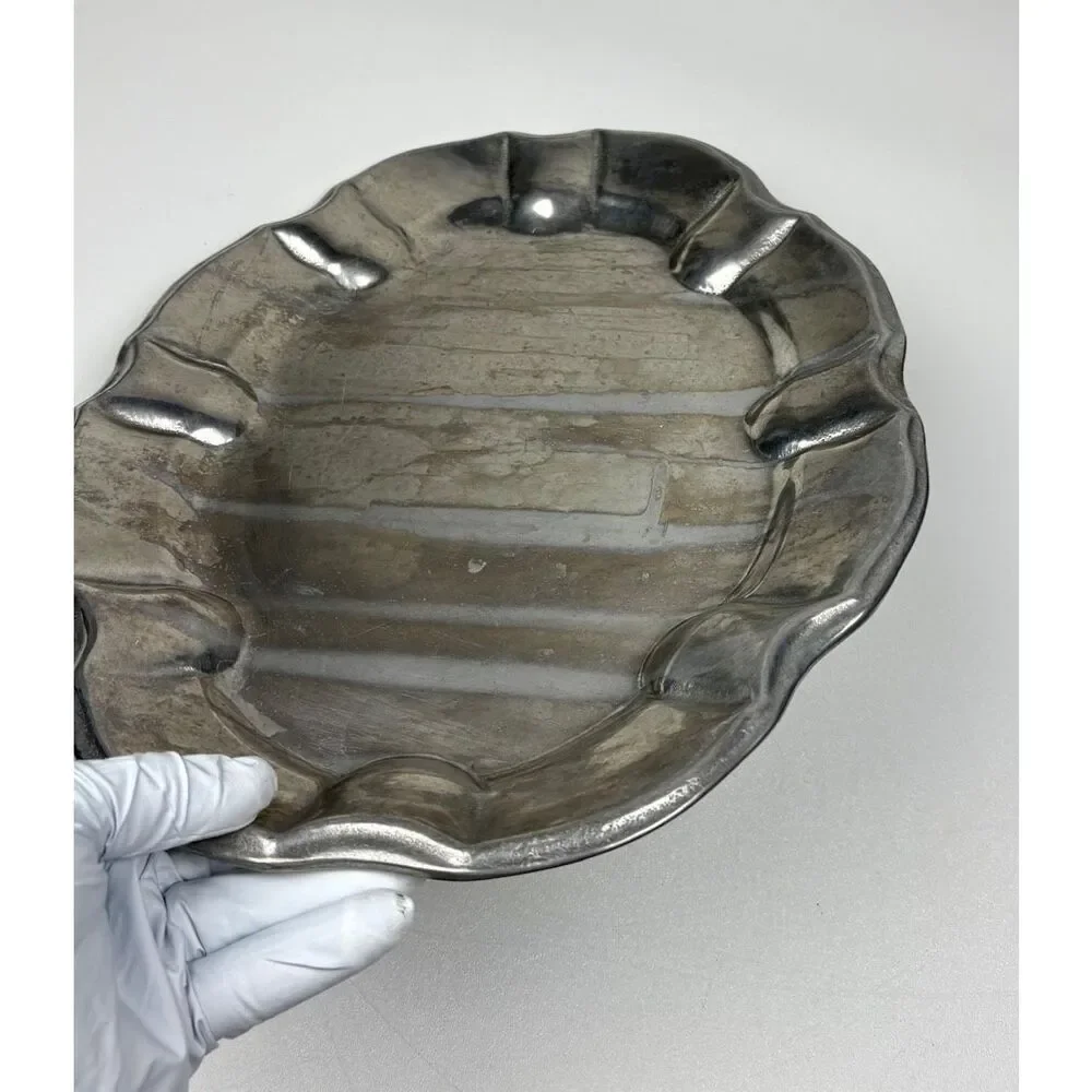Vintage Wilton Armetale Chippendale Oval Pewter Serving Tray Platter 17.5in Larg